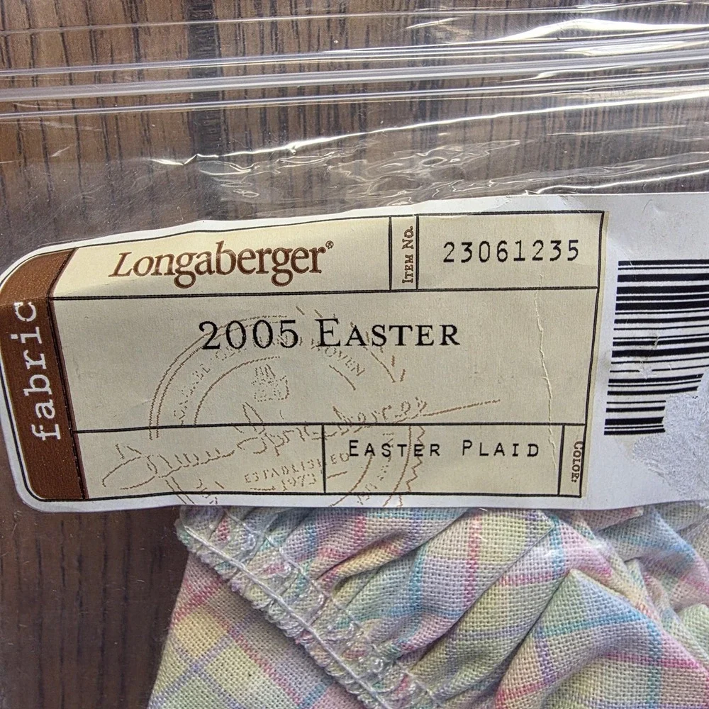 Vintage 2005 Longaberger Easter Plaid Fabric Basket Liner Pastel Trim 23061235